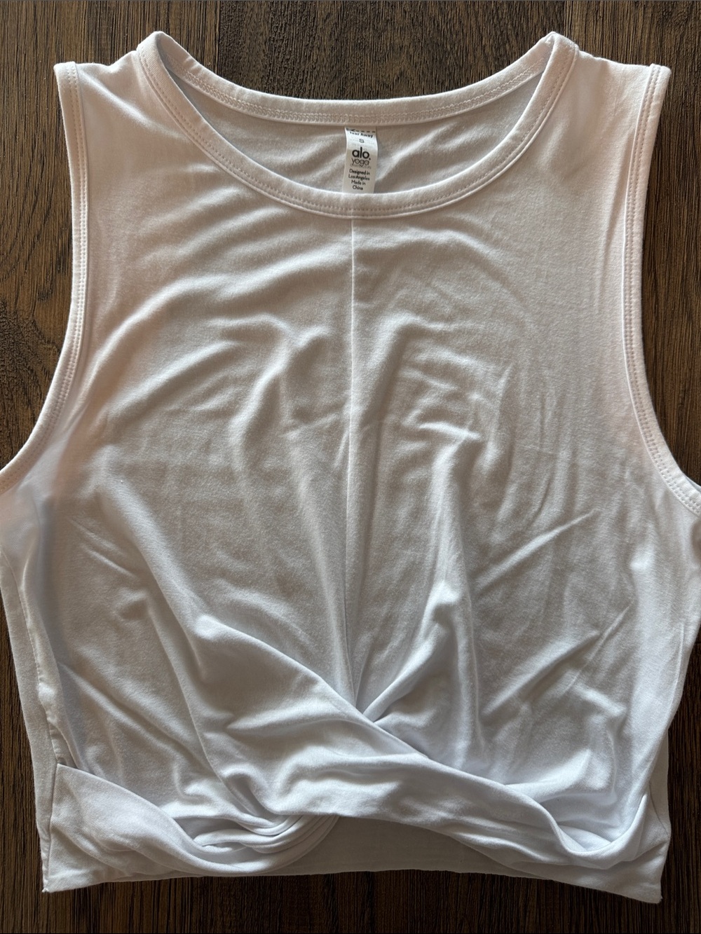 ALO Yoga White Twist-Front Crop Tank Top